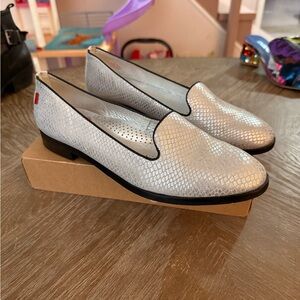 Marc Joseph Silver Flats Classic Loafers